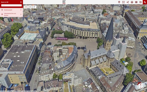 Mit der Web-Anwendung „Bonn in 3D“ stellt die Bundesstadt Bonn der Öffentlichkeit ab sofort eine dreidimensionale Stadt-Visualisierung als virtuelles 3D-Modell zur Verfügung