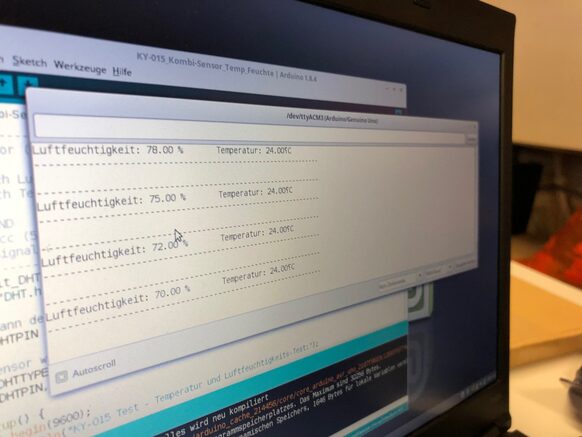 Screenshot eines PC-Monitors mit Klimadaten